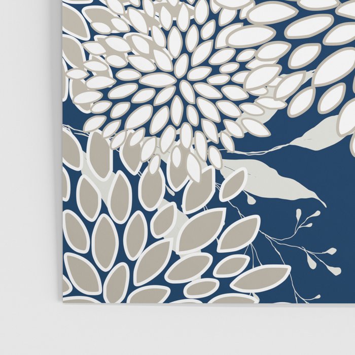 Leaves and Blooms, Blue and Gray Poster Gallery Image 3