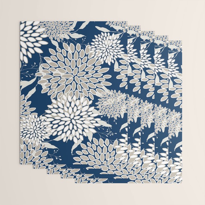 Leaves and Blooms, Blue and Gray Wrapping Paper Gallery Image 3