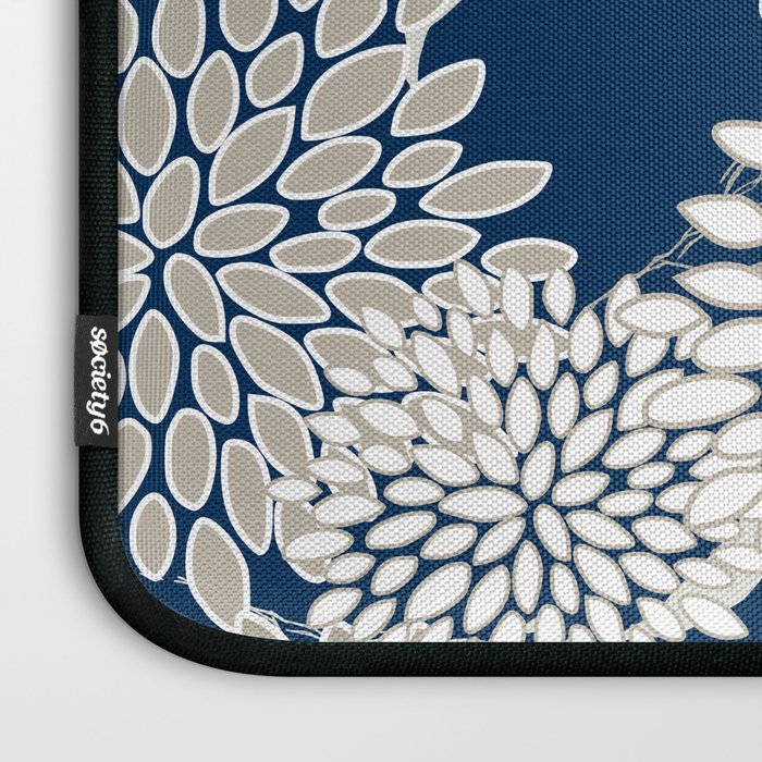 Leaves and Blooms, Blue and Gray Laptop Sleeve Gallery Image 3