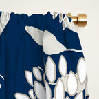 Leaves and Blooms, Blue and Gray Window Curtain Gallery Image 2