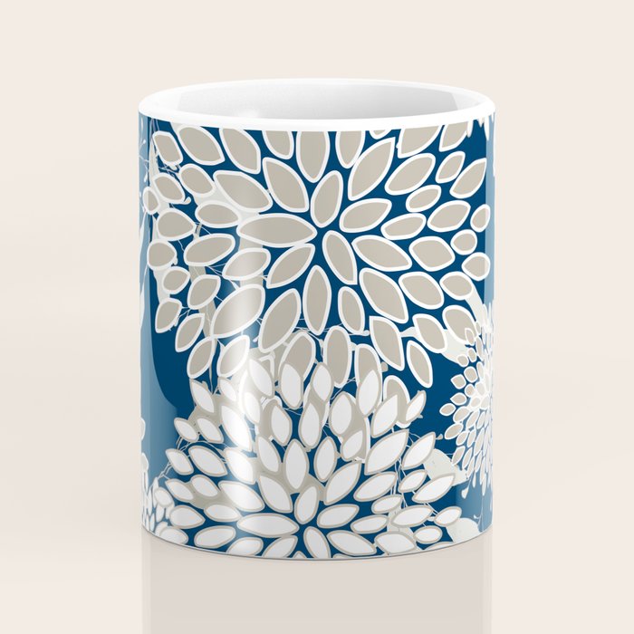 Leaves and Blooms, Blue and Gray Coffee Mug Gallery Image 4