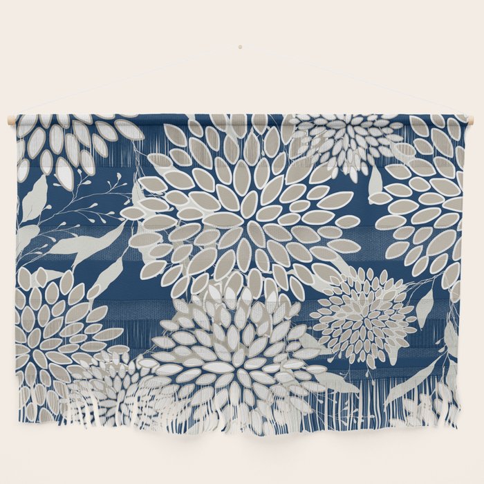 Leaves and Blooms, Blue and Gray Wall Hanging Gallery Image 1