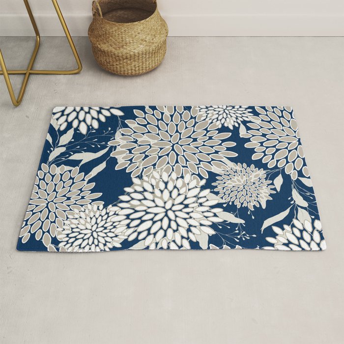 Leaves and Blooms, Blue and Gray Rug Gallery Image 1