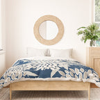 Leaves and Blooms, Blue and Gray Duvet Cover Gallery Image 3