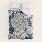Leaves and Blooms, Blue and Gray Duvet Cover Gallery Image 6