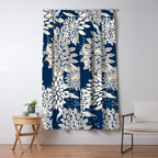 Leaves and Blooms, Blue and Gray Window Curtain Gallery Image 5