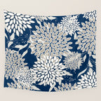 Leaves and Blooms, Blue and Gray Wall Tapestry Gallery Image 4
