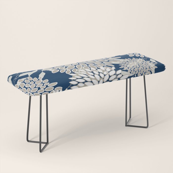 Leaves and Blooms, Blue and Gray Bench Gallery Image 1