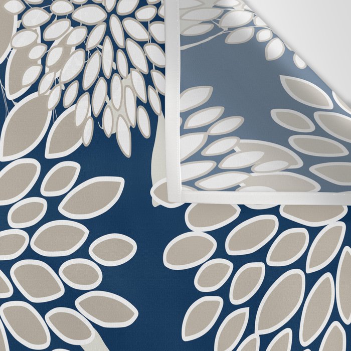 Leaves and Blooms, Blue and Gray Wall Tapestry Gallery Image 3