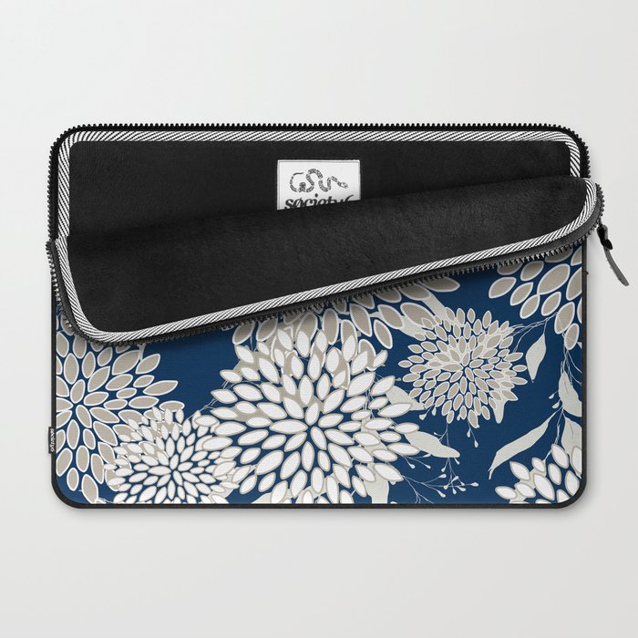 Leaves and Blooms, Blue and Gray Laptop Sleeve Gallery Image 2