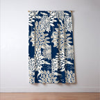 Leaves and Blooms, Blue and Gray Window Curtain Gallery Image 3