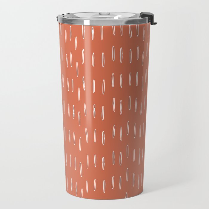 Boho, Raindrops Pattern in Terracotta Travel Mug Gallery Image 2