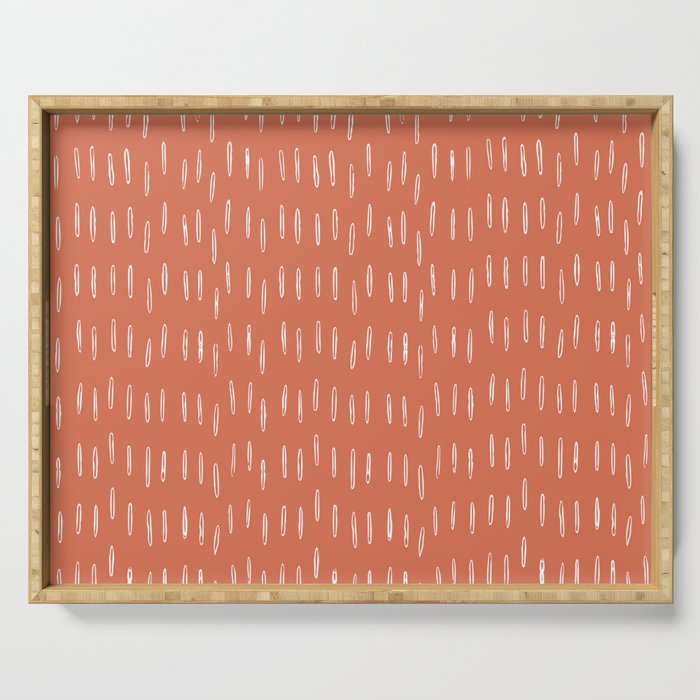 Boho, Raindrops Pattern in Terracotta Serving Tray Gallery Image 1
