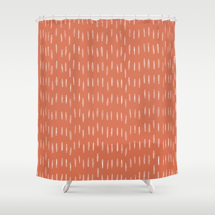 Boho, Raindrops Pattern in Terracotta Shower Curtain Gallery Image 1