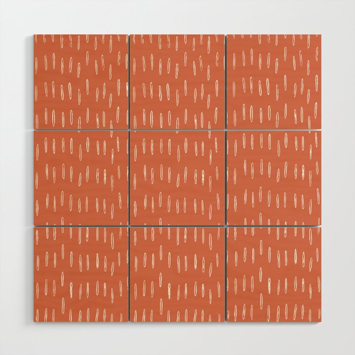 Boho, Raindrops Pattern in Terracotta Wood Wall Art Gallery Image 1