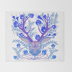 Floral Antlers - Blue Palette Throw Blanket Gallery Image 2