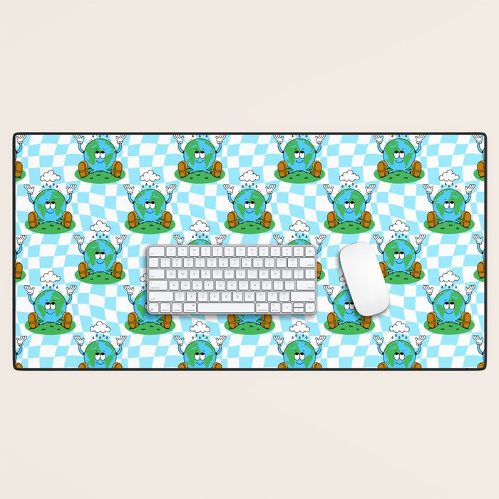 Retro earth planet cartoon pattern Desk Mat Gallery Image 1