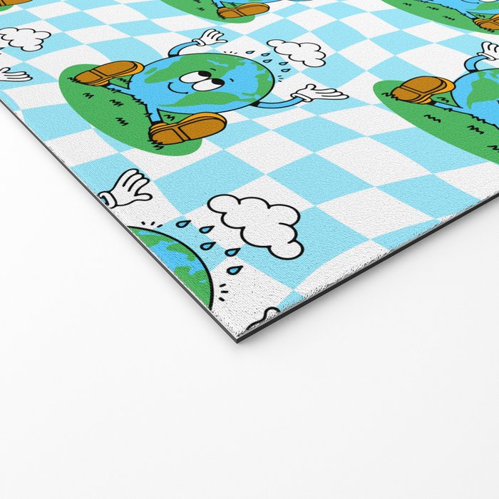 Retro earth planet cartoon pattern Welcome Mat Gallery Image 2