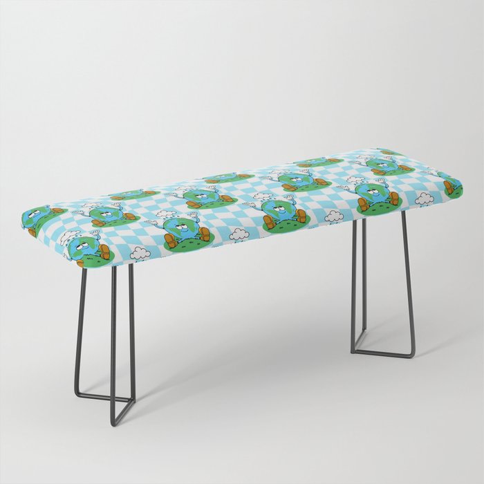 Retro earth planet cartoon pattern Bench Gallery Image 1