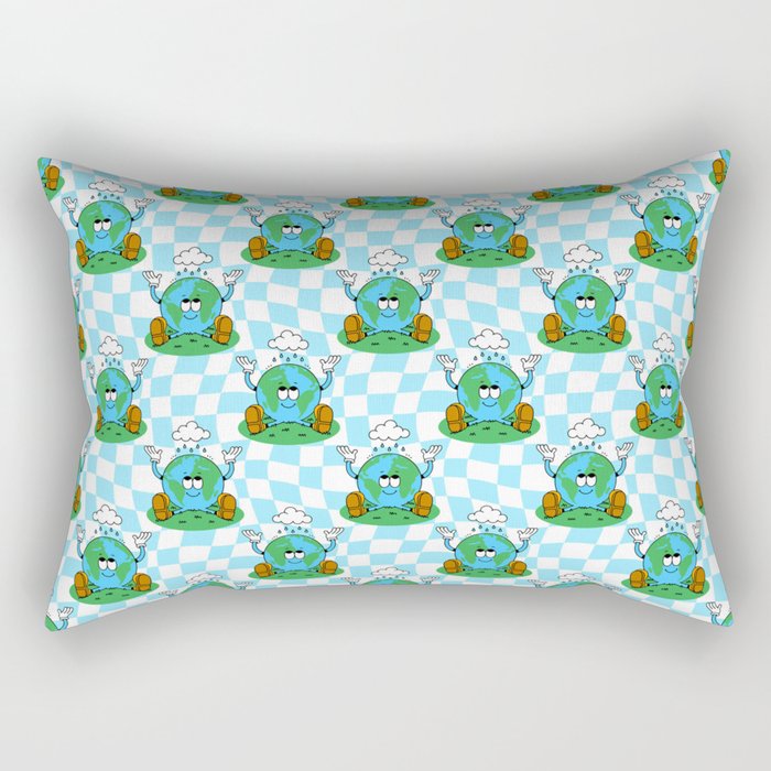 Retro earth planet cartoon pattern Rectangular Pillow Gallery Image 2