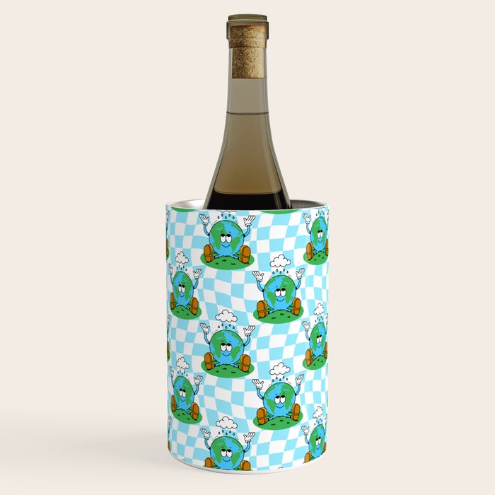 Retro earth planet cartoon pattern Wine Chiller Gallery Image 2