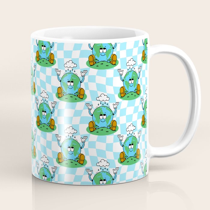 Retro earth planet cartoon pattern Coffee Mug Gallery Image 1