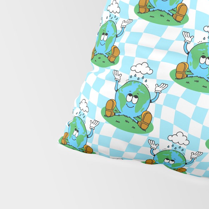 Retro earth planet cartoon pattern Pillow Sham Gallery Image 4