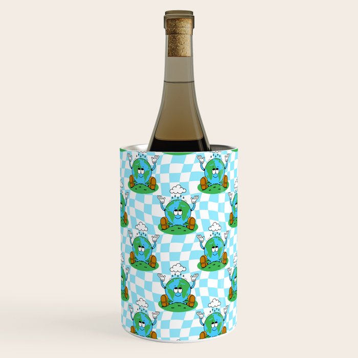 Retro earth planet cartoon pattern Wine Chiller Gallery Image 1
