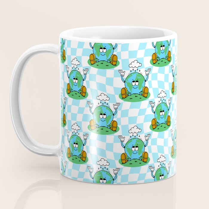 Retro earth planet cartoon pattern Coffee Mug Gallery Image 3