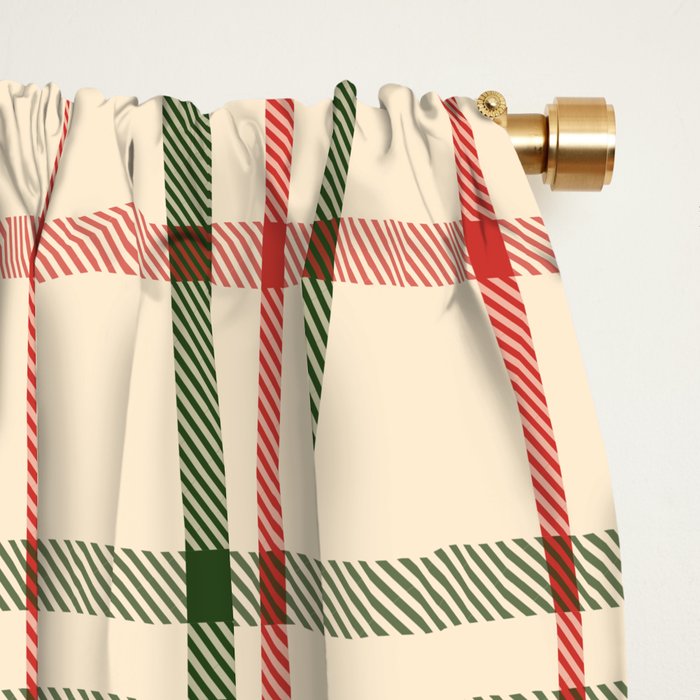 Festive Green & Red Christmas Plaid Window Curtain Gallery Image 2
