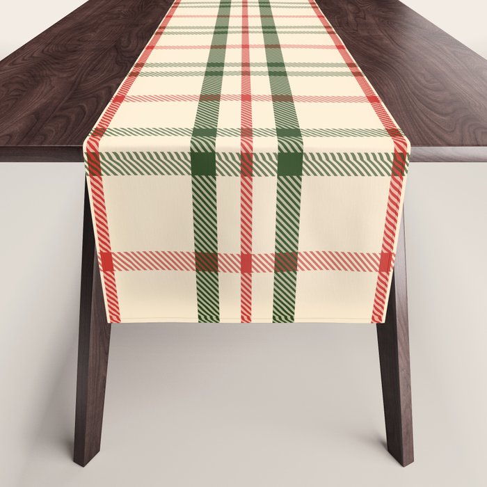 Festive Green & Red Christmas Plaid Table Runner Gallery Image 1