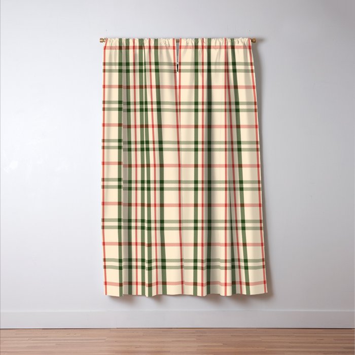 Festive Green & Red Christmas Plaid Window Curtain Gallery Image 3