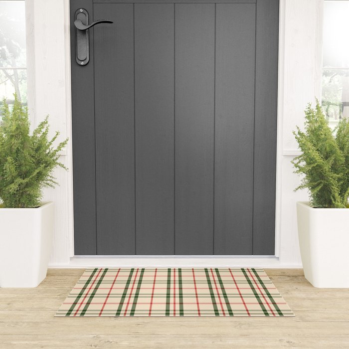 Festive Green & Red Christmas Plaid Welcome Mat Gallery Image 3