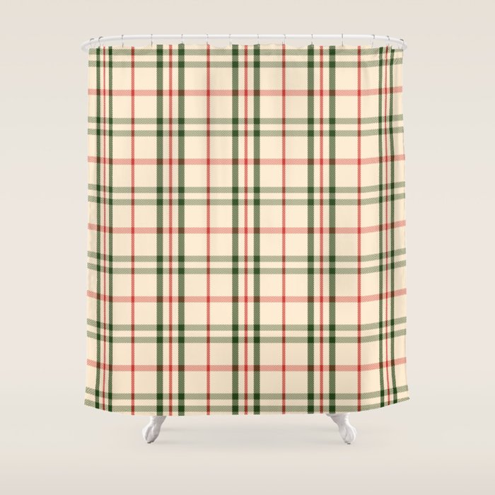 Festive Green & Red Christmas Plaid Shower Curtain Gallery Image 1