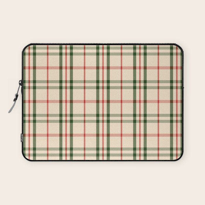 Festive Green & Red Christmas Plaid Laptop Sleeve Gallery Image 1