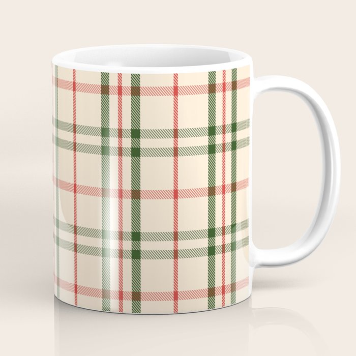 Festive Green & Red Christmas Plaid Coffee Mug Gallery Image 1