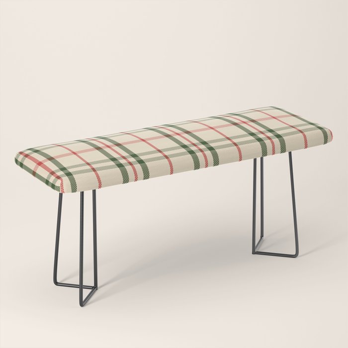 Festive Green & Red Christmas Plaid Bench Gallery Image 1