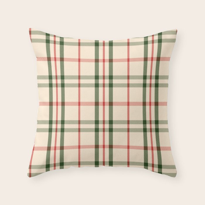 Festive Green & Red Christmas Plaid Throw Pillow Gallery Image 6