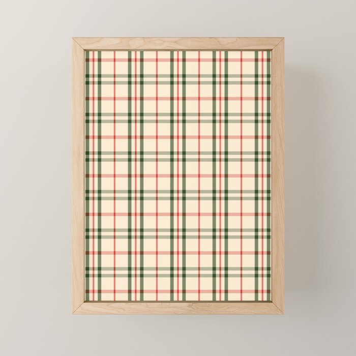 Festive Green & Red Christmas Plaid Mini Art Print Gallery Image 1