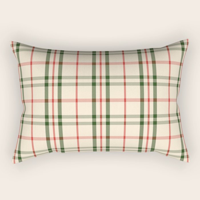 Festive Green & Red Christmas Plaid Rectangular Pillow Gallery Image 2