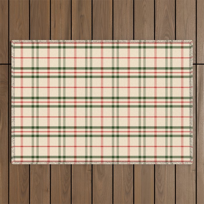 Festive Green & Red Christmas Plaid Outdoor Rug Gallery Image 1