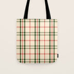 Festive Green & Red Christmas Plaid Tote Bag Gallery Image 1