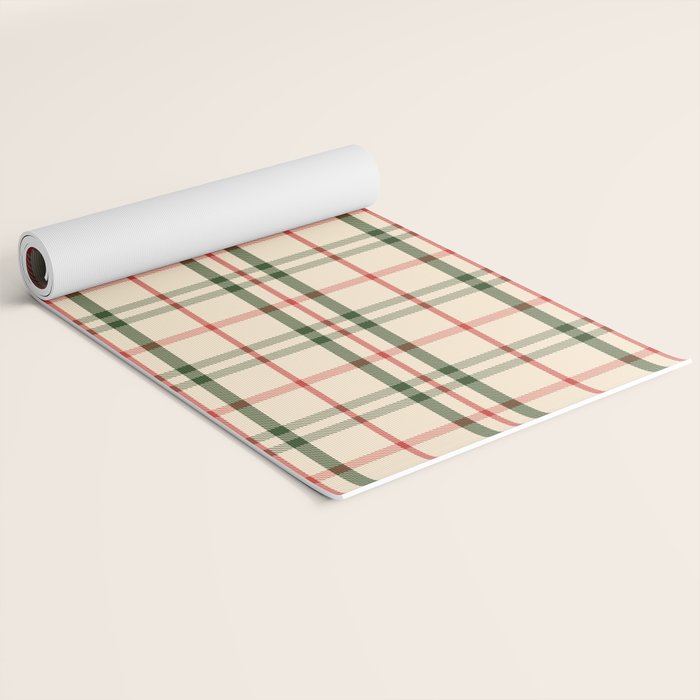 Festive Green & Red Christmas Plaid Yoga Mat Gallery Image 2