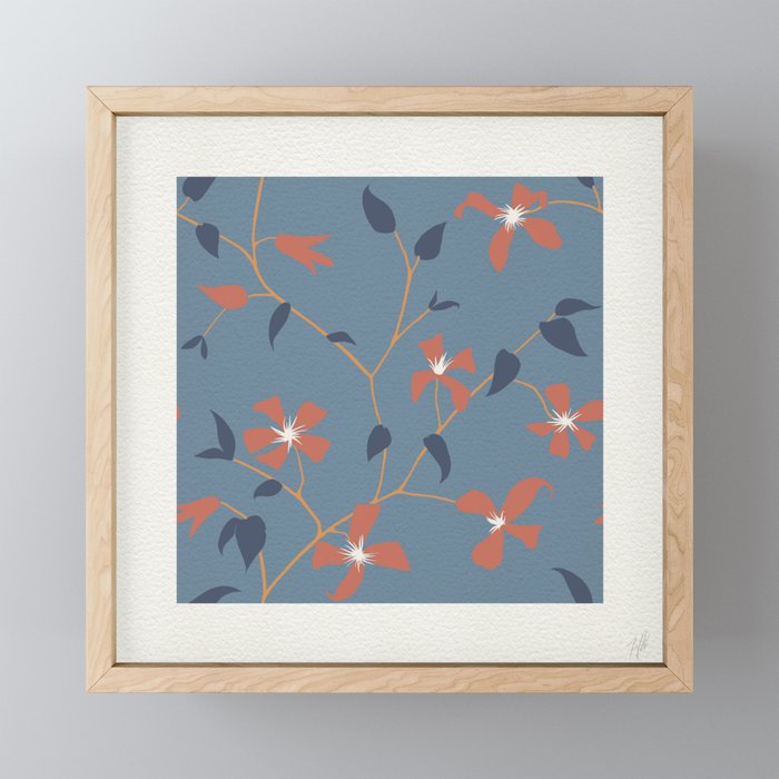 Floral Clematis Vine - Indigo Sunset Mini Art Print Gallery Image 1