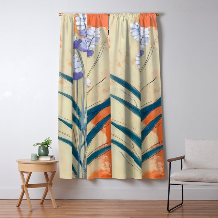 Minimal Lavender Floral Art Window Curtain Gallery Image 5
