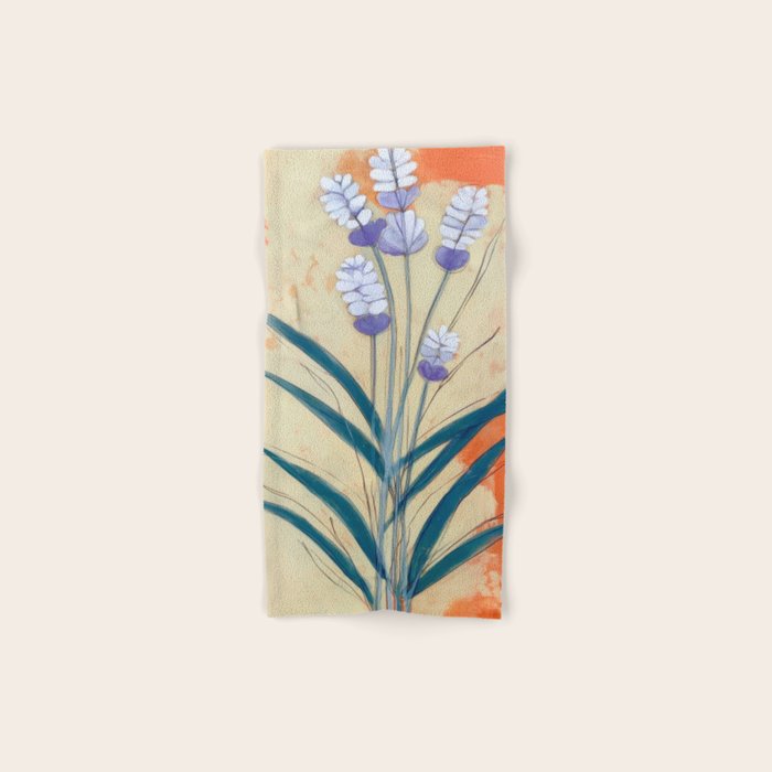 Minimal Lavender Floral Art Bath Towel Gallery Image 1