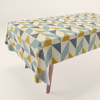 Retro Geometric Triangles in Gold and Blue Tablecloth Gallery Image 1