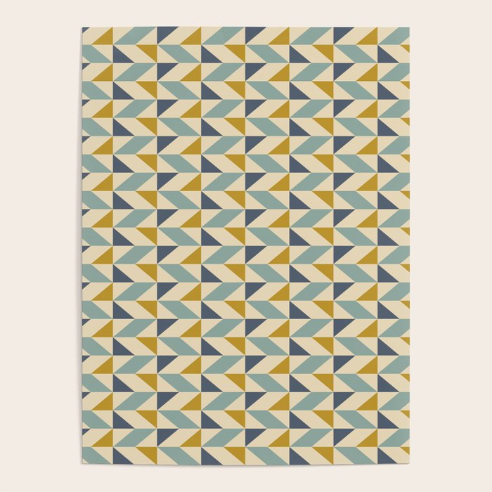 Retro Geometric Triangles in Gold and Blue Poster Gallery Image 4