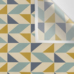 Retro Geometric Triangles in Gold and Blue Wall Tapestry Gallery Image 3
