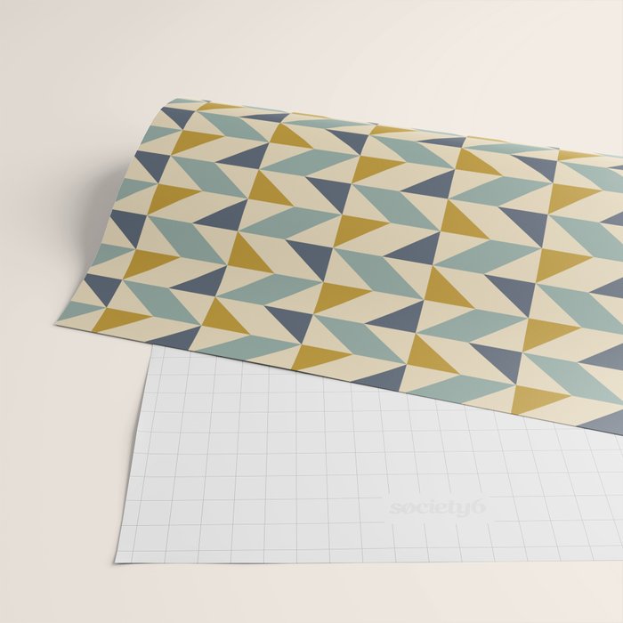 Retro Geometric Triangles in Gold and Blue Wrapping Paper Gallery Image 2